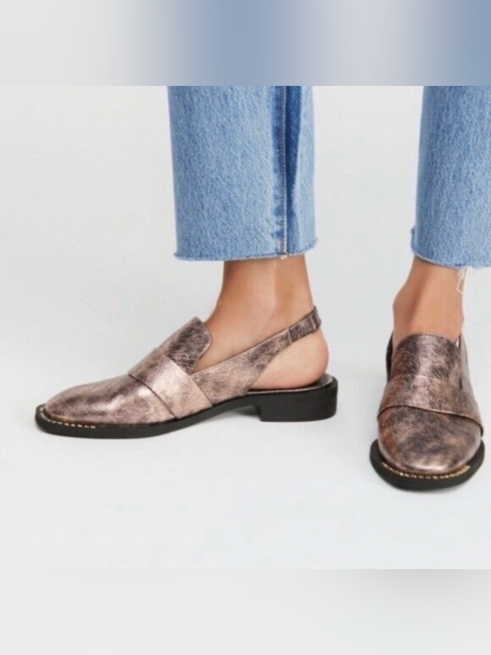 Free People Metallic Bronze Slingback Loafers